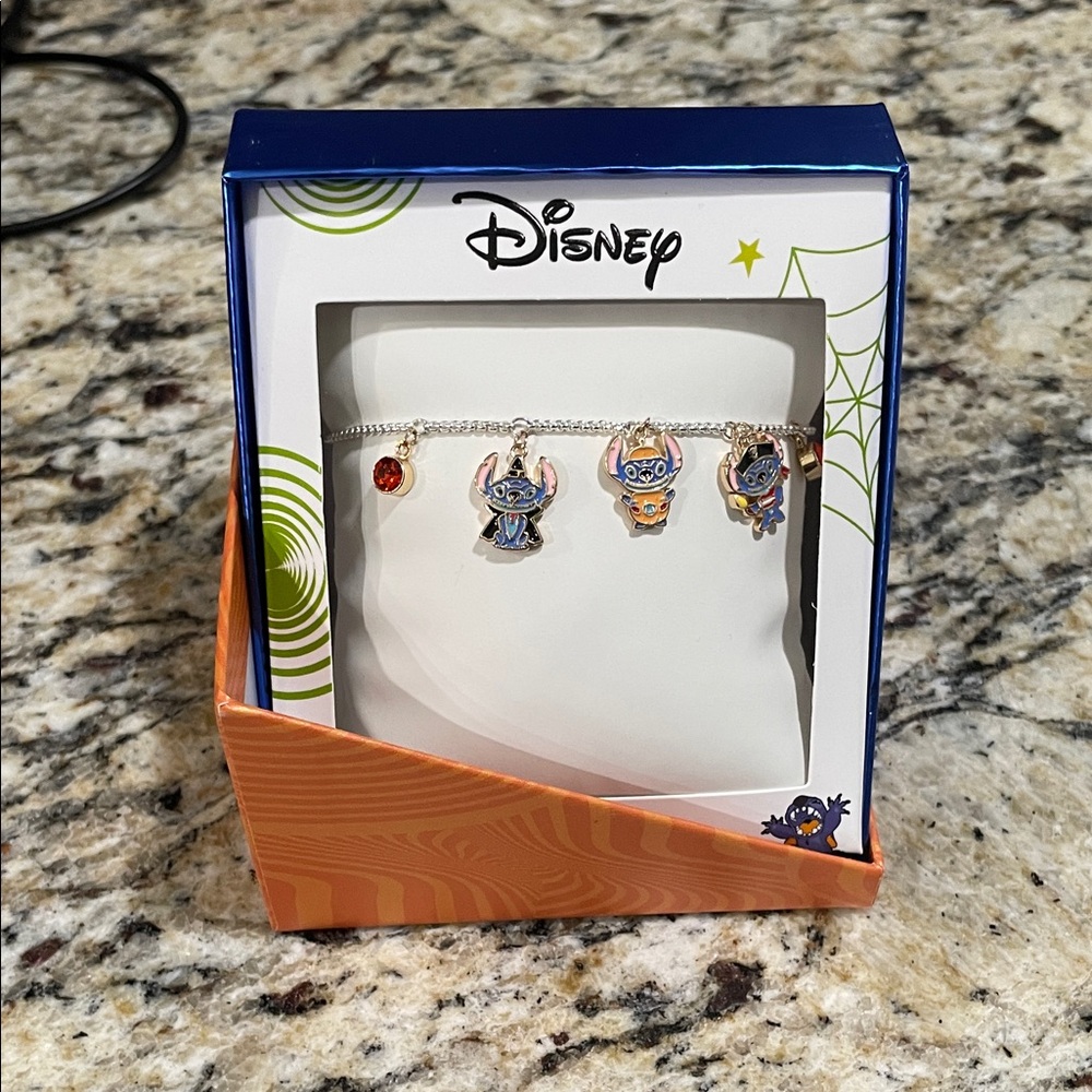 Disney Halloween Stitch Charm Bracelet with Blue and Orange